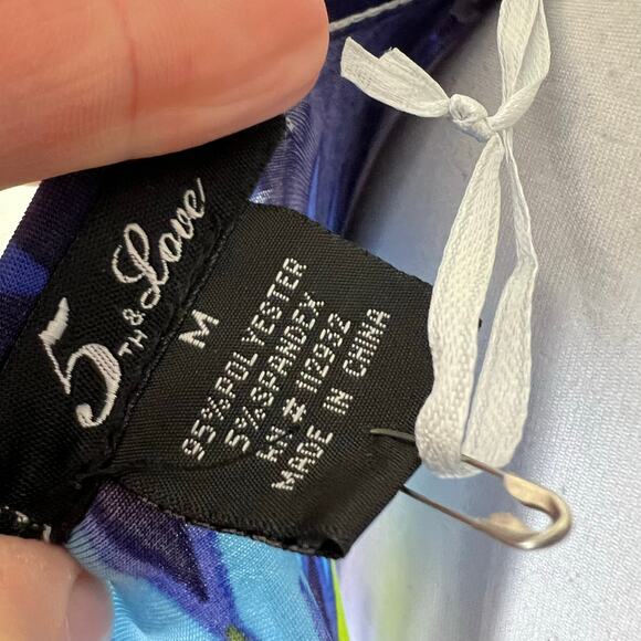 5th & Love Maxi Dress MEDIUM Blue Dolman Keyhole Jersey V-Neck Smocked Ruffle - Picture 9 of 9